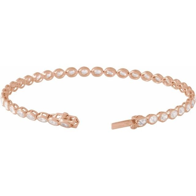 Rose Gold Diamond tennis bracelet clasp and oval stone detail rose gold variant--14K-rose-gold