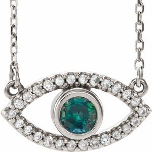 Pave Gemstone Evil Eye Necklace - erin gallagher