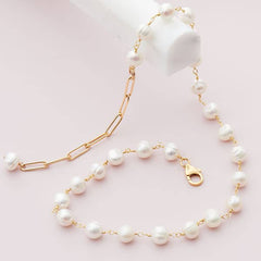 Pearl Chain Necklace - erin gallagher variant--Gold-fill