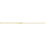 Flat lay of personalized 14K gold ID bracelet with engraving variant--mczr_price_825