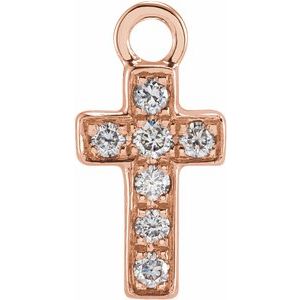 Petite Pave Diamond Cross Charm - erin gallagher variant--14K-rose-gold