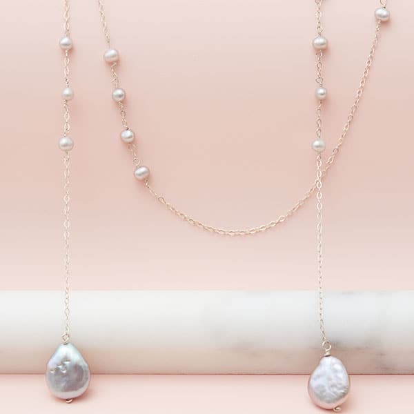 Reesa - Pearl Lariat Necklace - erin gallagher
