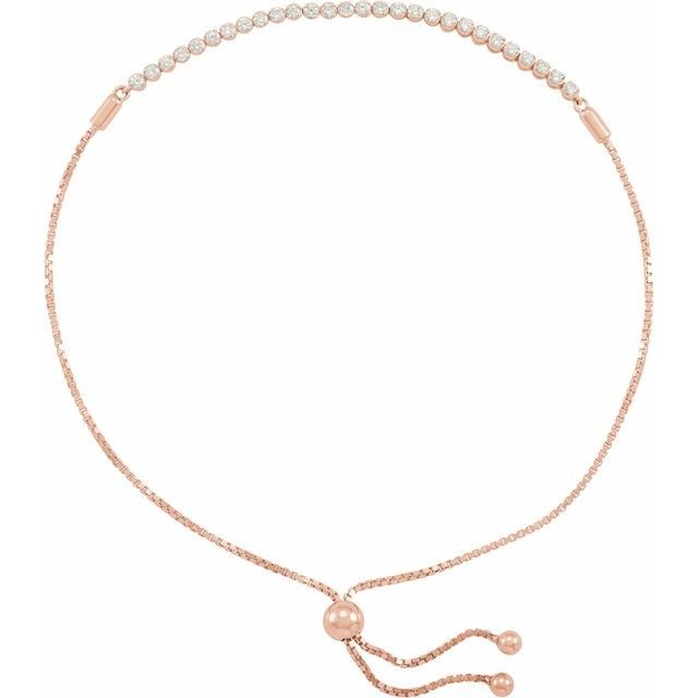 Adjustable diamond tennis bracelet in 14K rose gold with sliding ball clasp rose gold variant--Diamond variant--14K-rose-gold