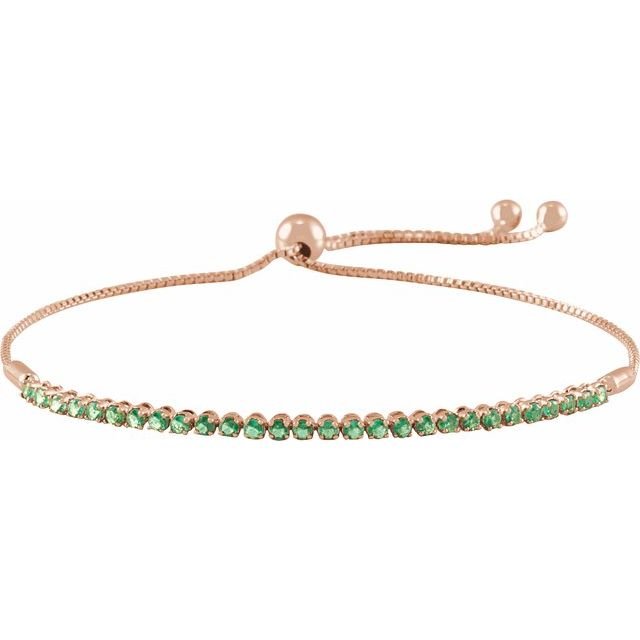 Rose gold emerald tennis bracelet in 14K gold with adjustable chain rose gold variant--Emerald variant--14K-rose-gold