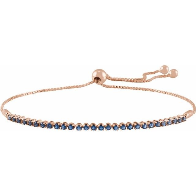 Rose Gold Sapphire tennis bracelet in solid gold with secure sliding clasp rose gold variant--Sapphire variant--14K-rose-gold