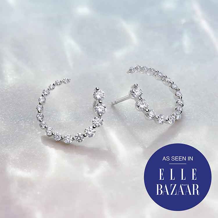 Spiral Sideways Diamond Hoop Earrings - erin gallagher