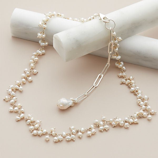 Tiny Gem Choker Necklace - erin gallagher variant--Pearl