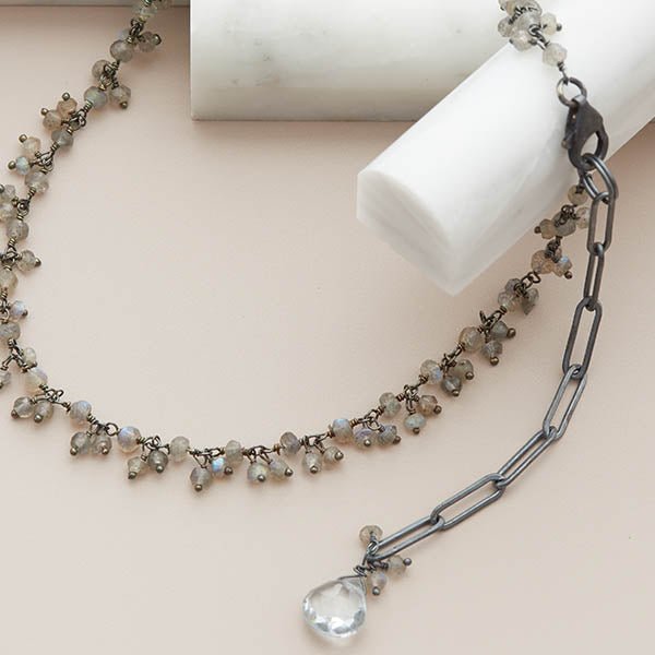 Tiny Gem Choker Necklace - erin gallagher variant--Labradorite