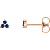 Trio Stud Earring - erin gallagher variant--Sapphire variant--14K-rose-gold