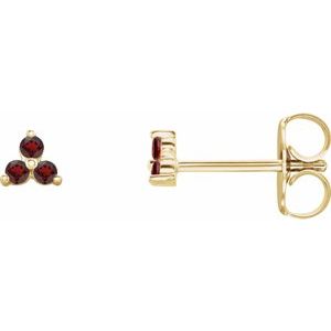Trio Stud Earring - erin gallagher variant--Garnet variant--14K-yellow-gold