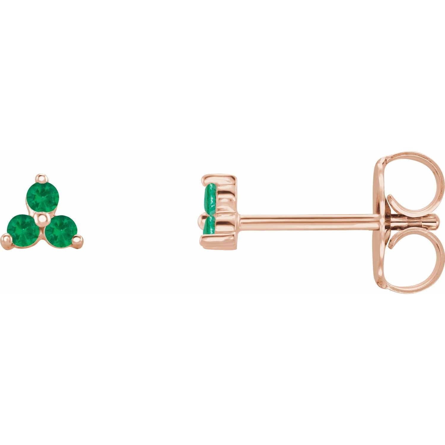 Trio Stud Earring - erin gallagher variant--Emerald variant--14K-rose-gold