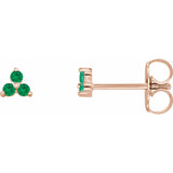Trio Stud Earring - erin gallagher variant--Emerald variant--14K-rose-gold