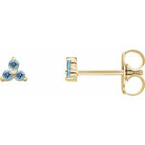 Trio Stud Earring - erin gallagher variant--Aquamarine variant--14K-yellow-gold