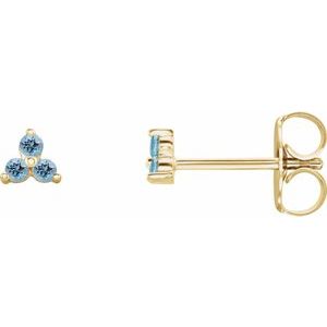 Trio Stud Earring - erin gallagher variant--Aquamarine variant--14K-yellow-gold