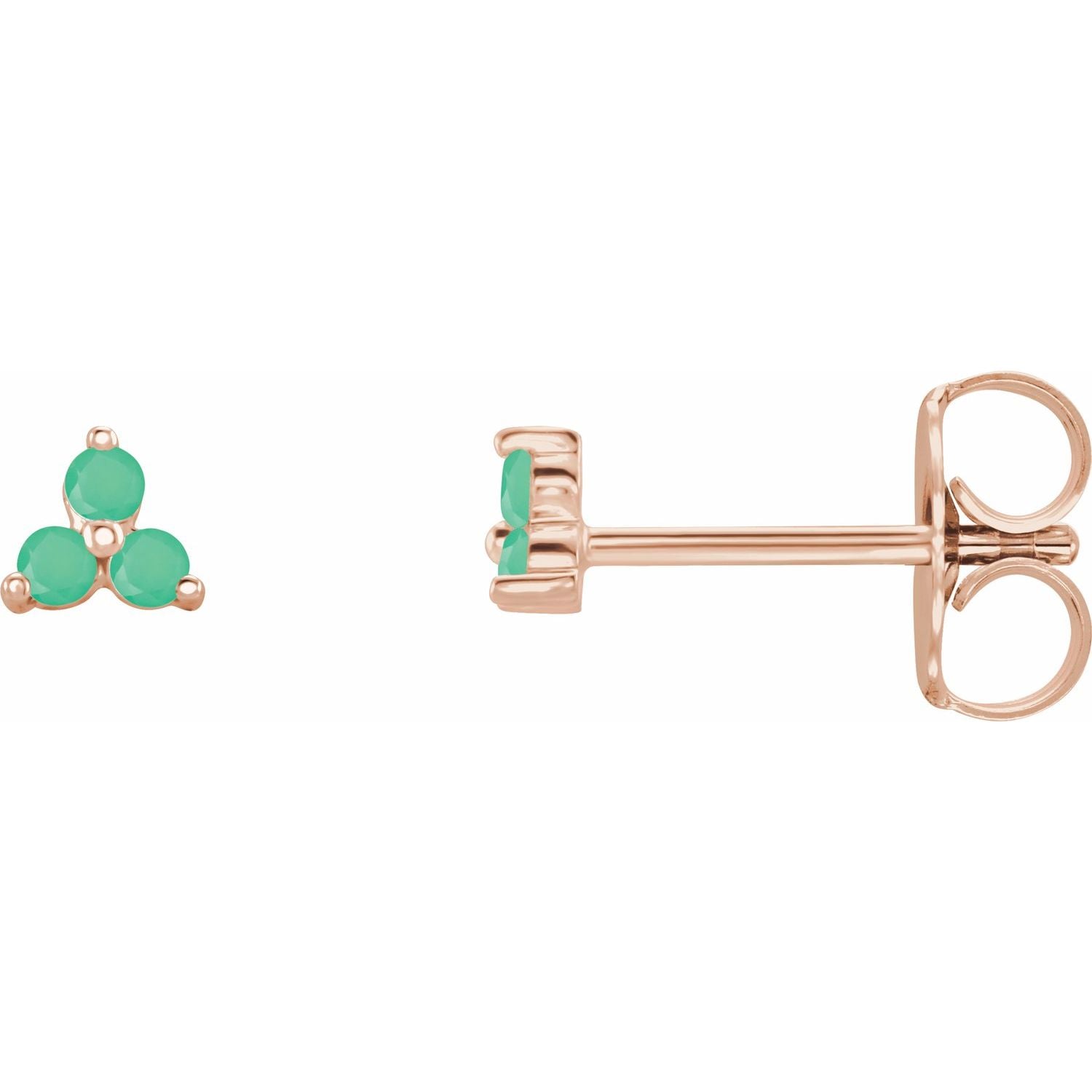 Trio Stud Earring - erin gallagher variant--Chrysoprase variant--14K-rose-gold