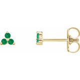 Trio Stud Earring - erin gallagher variant--Emerald variant--14K-yellow-gold