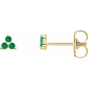 Trio Stud Earring - erin gallagher variant--Emerald variant--14K-yellow-gold