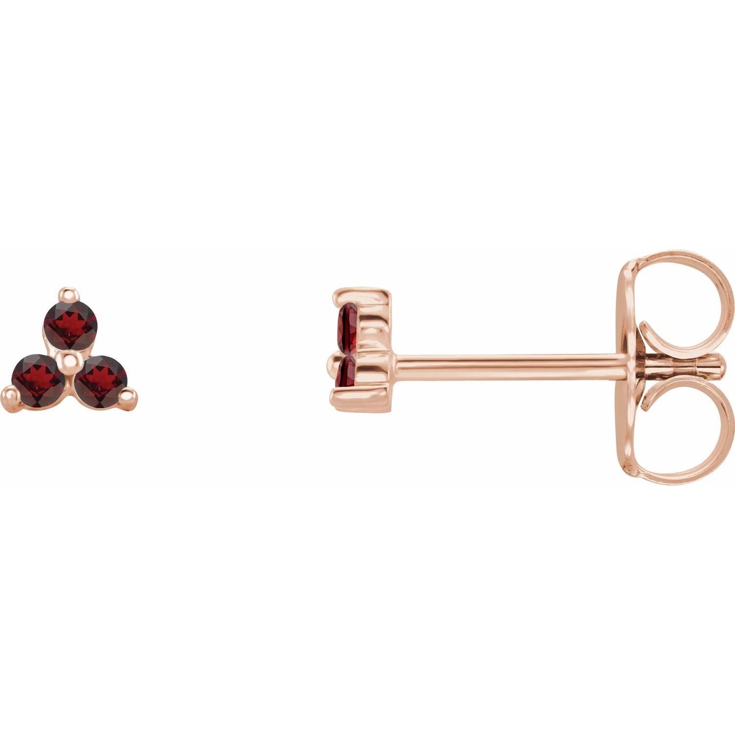 Trio Stud Earring - erin gallagher variant--Garnet variant--14K-rose-gold