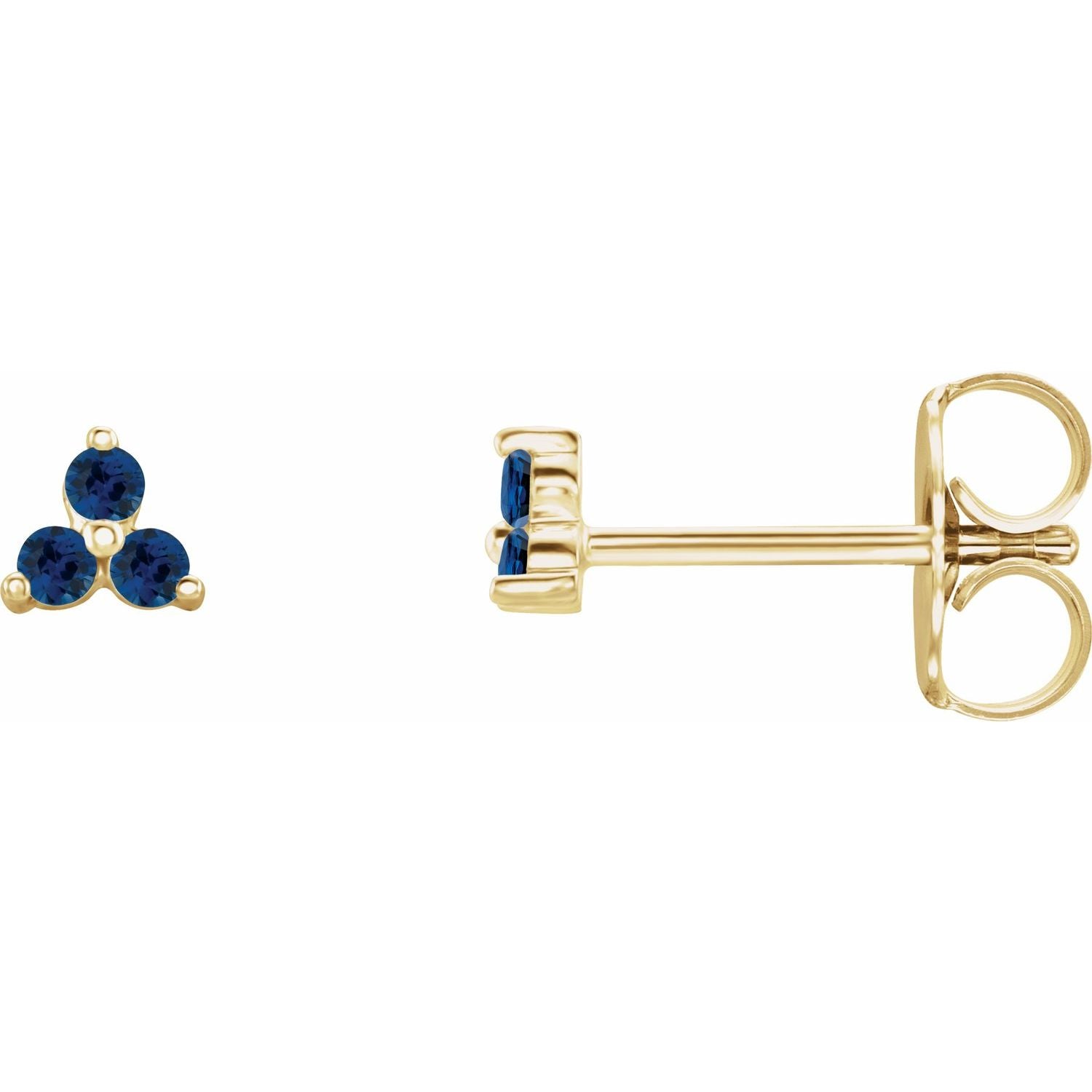 Trio Stud Earring - erin gallagher variant--Sapphire variant--14K-yellow-gold