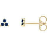 Trio Stud Earring - erin gallagher variant--Sapphire variant--14K-yellow-gold
