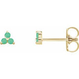 Trio Stud Earring - erin gallagher variant--Chrysoprase variant--14K-yellow-gold