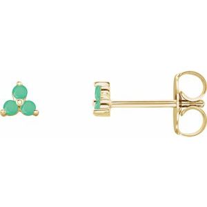 Trio Stud Earring - erin gallagher variant--Chrysoprase variant--14K-yellow-gold