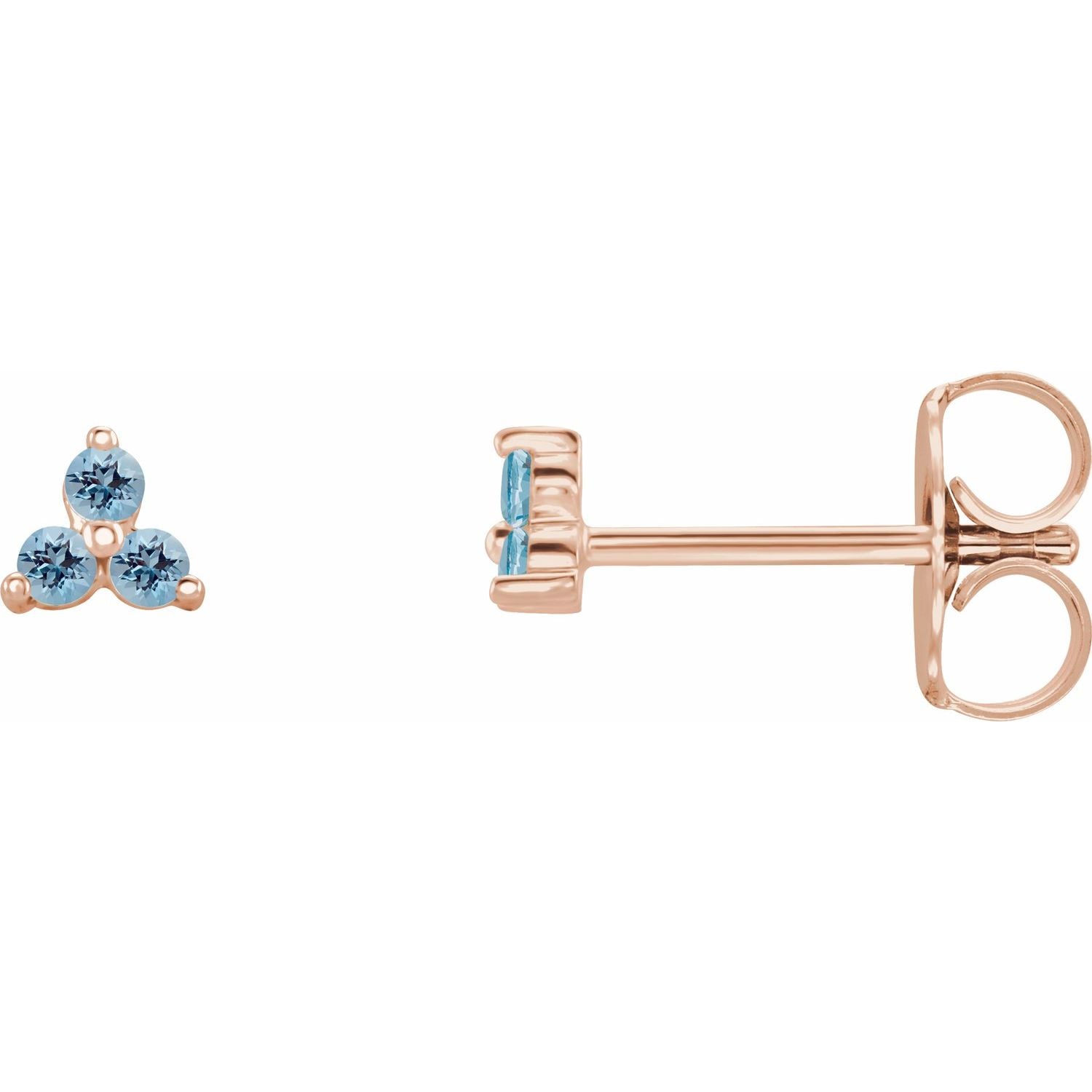 Trio Stud Earring - erin gallagher variant--Aquamarine variant--14K-rose-gold