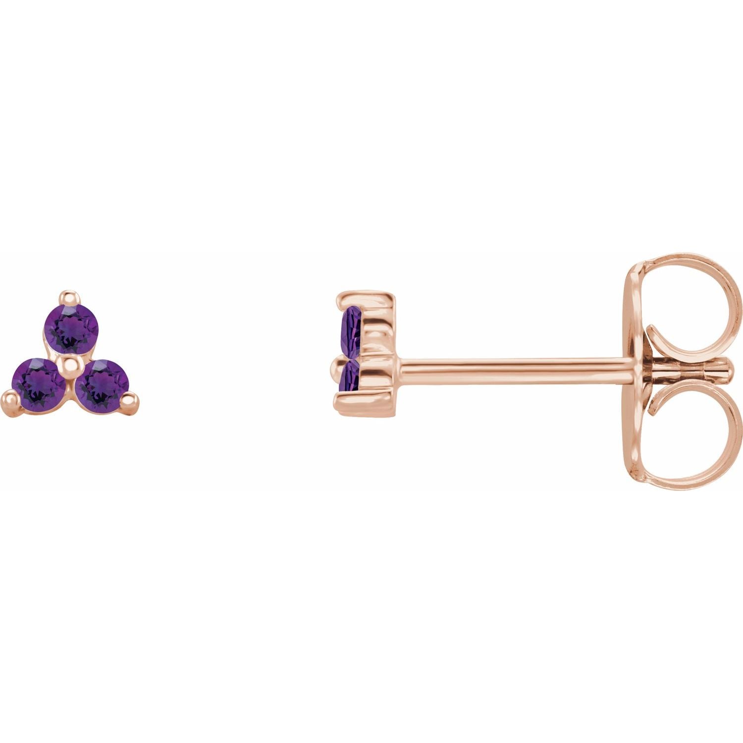 Trio Stud Earring - erin gallagher variant--Amethyst variant--14K-rose-gold