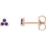 Trio Stud Earring - erin gallagher variant--Amethyst variant--14K-rose-gold