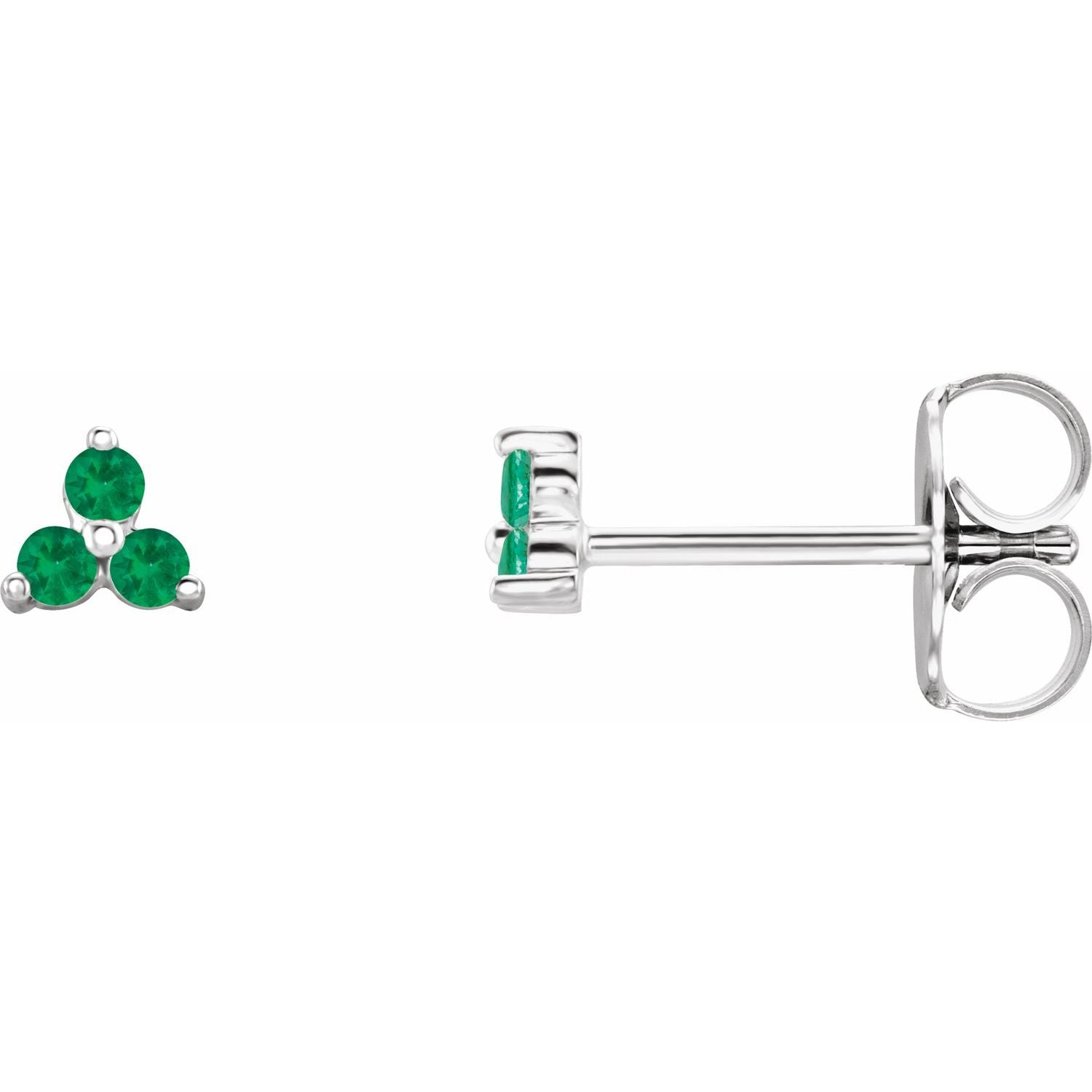 Trio Stud Earring - erin gallagher variant--Emerald variant--Sterling-Silver variant--14K-white-gold