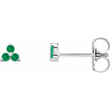 Trio Stud Earring - erin gallagher variant--Emerald variant--Sterling-Silver variant--14K-white-gold