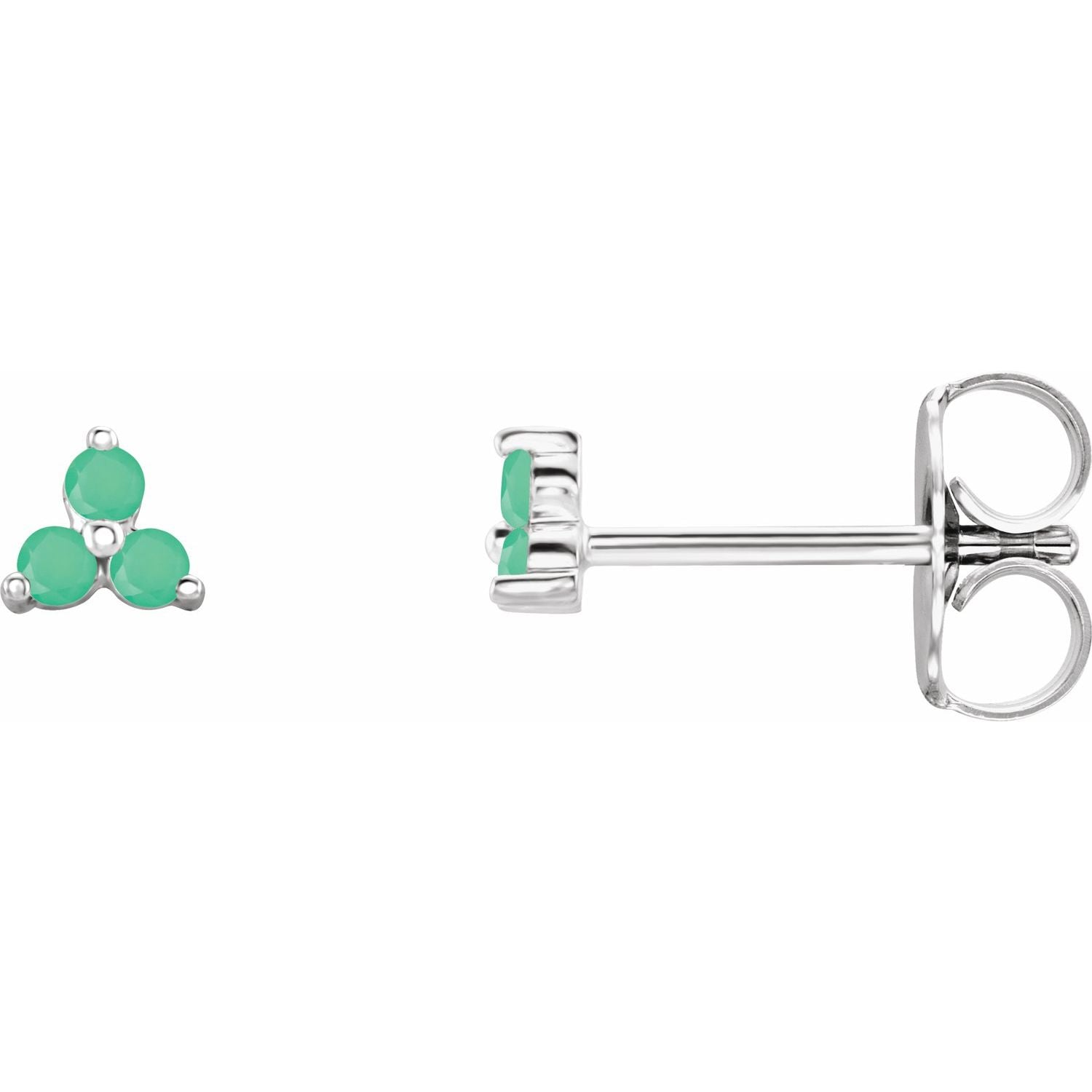 Trio Stud Earring - erin gallagher variant--Chrysoprase variant--Sterling-Silver variant--14K-white-gold