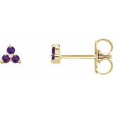 Trio Stud Earring - erin gallagher variant--Amethyst variant--14K-yellow-gold
