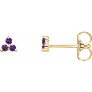 Trio Stud Earring - erin gallagher variant--Amethyst variant--14K-yellow-gold