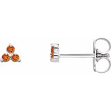 Trio Stud Earring - erin gallagher variant--Garnet variant--Sterling-Silver variant--14K-white-gold