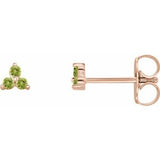 Trio Stud Earring - erin gallagher variant--Peridot variant--14K-rose-gold