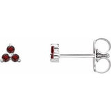Trio Stud Earring - erin gallagher variant--Garnet variant--Sterling-Silver variant--14K-white-gold