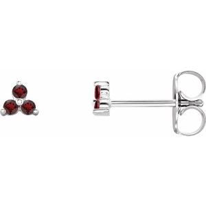 Trio Stud Earring - erin gallagher variant--Garnet variant--Sterling-Silver variant--14K-white-gold