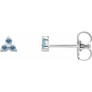 Trio Stud Earring - erin gallagher variant--Aquamarine variant--Sterling-Silver variant--14K-white-gold