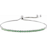 White gold emerald tennis bracelet in 14K gold with adjustable chain white gold variant--Emerald variant--14K-white-gold
