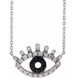 Protective gold evil eye necklace with pavé-set diamonds white gold. variant--14K-white-gold