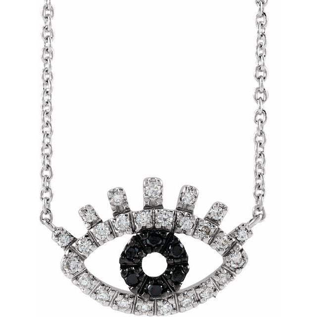 Protective gold evil eye necklace with pavé-set diamonds white gold. variant--14K-white-gold