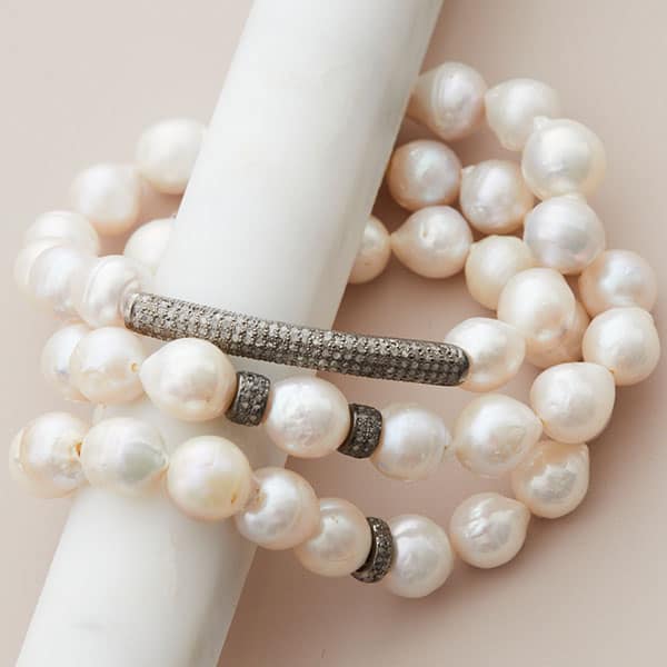 White Pearl Stretch Bracelet - erin gallagher variant--Pearl