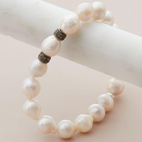 White Pearl Stretch Bracelet - erin gallagher variant--Pearl