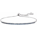 White gold Sapphire tennis bracelet in solid gold with secure sliding clasp white gold variant--Sapphire variant--14K-white-gold
