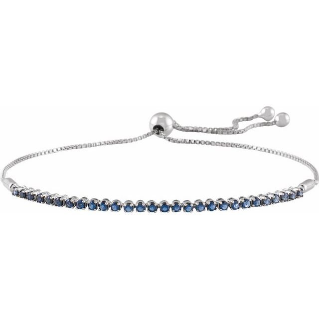 White gold Sapphire tennis bracelet in solid gold with secure sliding clasp white gold variant--Sapphire variant--14K-white-gold