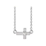 Youth Sideways Cross Necklace - erin gallagher variant--Sterling-silver variant--14K-white-gold