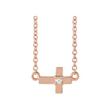 Youth Sideways Cross Necklace - erin gallagher variant--14K-rose-gold