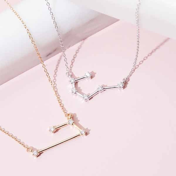 Gold constellation necklaces with 1/10CTW natural diamonds