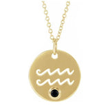 Zodiac Gemstone Charm Necklace - erin gallagher(Jan-20---Feb-18) variant--Aquarius variant--14K-yellow-gold